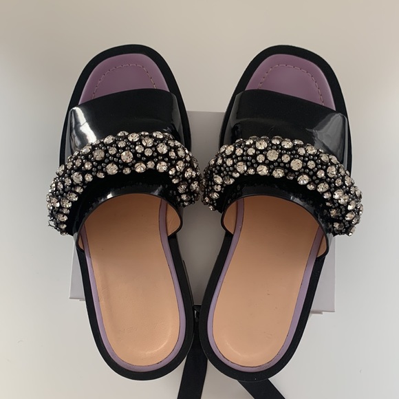 CARVEN leather beaded slide sandals - Picture 5 of 9